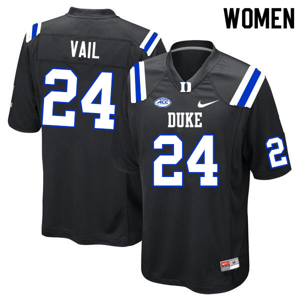 Women #24 Nathan Vail Duke Blue Devils College Football Jerseys Sale-Black - Click Image to Close